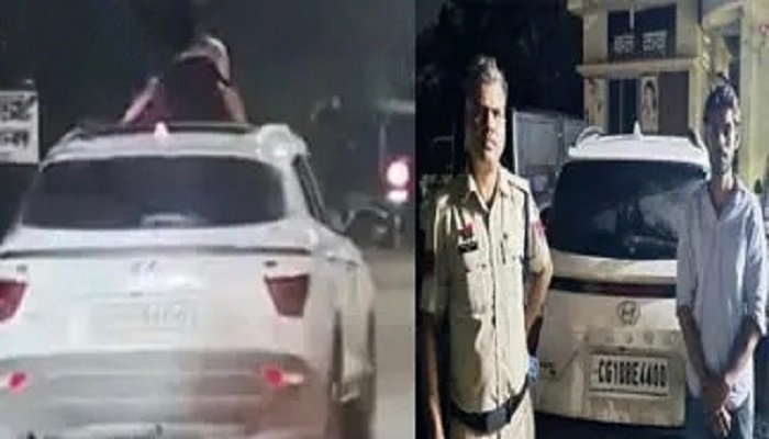 चलती कार की सनरूफ से स्टंट करना पड़ा महंगा, वायरल वीडियो के बाद पुलिस की कार्रवाई